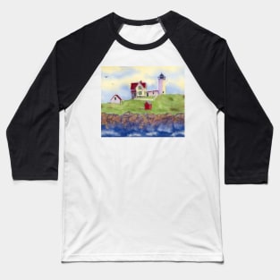 Nubble Lighthouse Cape Neddick York Maine Baseball T-Shirt